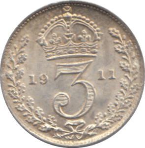 1911 THREEPENCE ( UNC ) - THREEPENCE - Cambridgeshire Coins