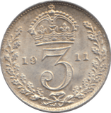 1911 THREEPENCE ( UNC ) - THREEPENCE - Cambridgeshire Coins