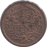 1912 1/2 CENT NETHERLANDS - WORLD COINS - Cambridgeshire Coins
