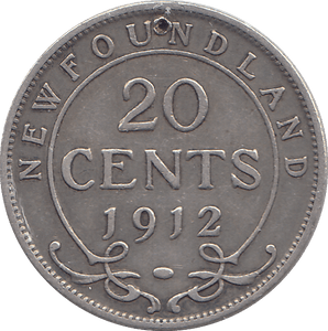 1912 20 CENTS NEW FOUNDLAND - WORLD COINS - Cambridgeshire Coins