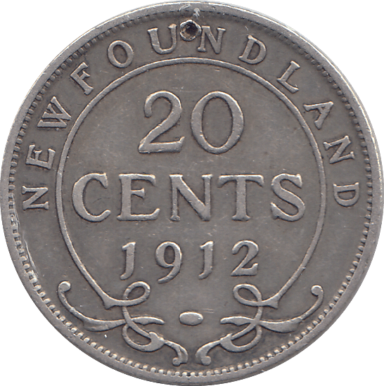 1912 20 CENTS NEW FOUNDLAND - WORLD COINS - Cambridgeshire Coins