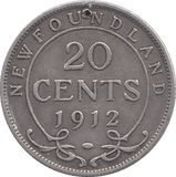 1912 20 CENTS NEW FOUNDLAND - WORLD COINS - Cambridgeshire Coins