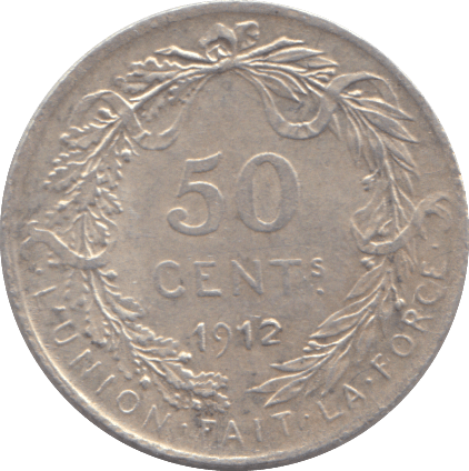 1912 BELGIUM 50 CENT - SILVER WORLD COINS - Cambridgeshire Coins