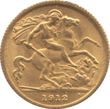 1912 GOLD HALF SOVEREIGN ( AUNC ) - HALF SOVEREIGN - Cambridgeshire Coins