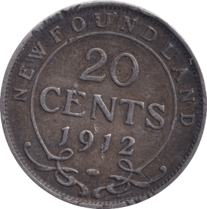 1912 SILVER 20 CENT NEWFOUNDLAND - SILVER WORLD COINS - Cambridgeshire Coins
