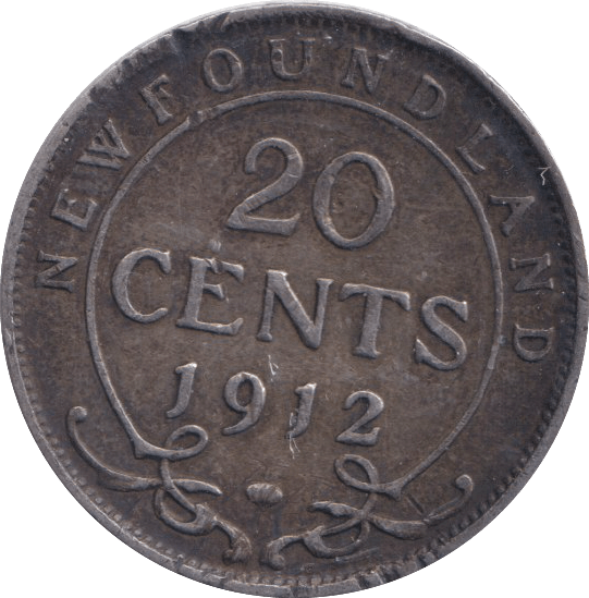 1912 SILVER 20 CENT NEWFOUNDLAND - SILVER WORLD COINS - Cambridgeshire Coins