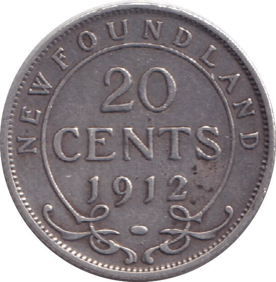 1912 SILVER 20 CENTS NEW FOUNDLAND - SILVER WORLD COINS - Cambridgeshire Coins