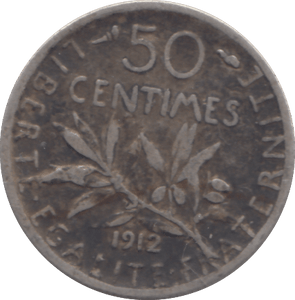 1912 SILVER 50 CENTIMES FRANCE - WORLD COINS - Cambridgeshire Coins