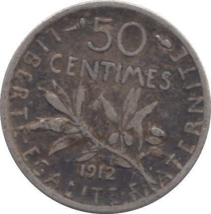 1912 SILVER 50 CENTIMES FRANCE - WORLD COINS - Cambridgeshire Coins