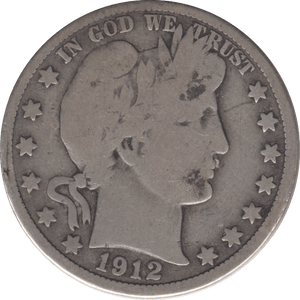 1912 SILVER HALF DOLLAR USA - SILVER WORLD COINS - Cambridgeshire Coins