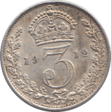 1912 SILVER THREEPENCE ( EF ) - THREEPENCE - Cambridgeshire Coins