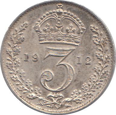 1912 SILVER THREEPENCE ( EF ) - THREEPENCE - Cambridgeshire Coins