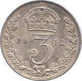1912 SILVER THREEPENCE ( EF ) - THREEPENCE - Cambridgeshire Coins