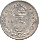1912 THREEPENCE ( EF ) - THREEPENCE - Cambridgeshire Coins