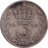1912 THREEPENCE ( FINE ) - THREEPENCE - Cambridgeshire Coins