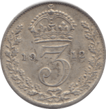 1912 THREEPENCE ( GVF ) - THREEPENCE - Cambridgeshire Coins