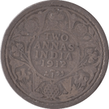 1912 TWO ANNAS INDIA - SILVER WORLD COINS - Cambridgeshire Coins