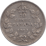 1913 10 CENTS CANADA - WORLD COINS - Cambridgeshire Coins