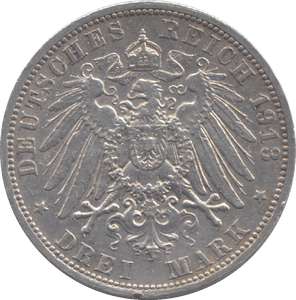 1913 3 MARK GERMANY - WORLD COINS - Cambridgeshire Coins