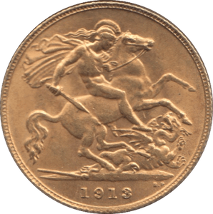 1913 GOLD HALF SOVEREIGN ( AUNC ) - Half Sovereign - Cambridgeshire Coins