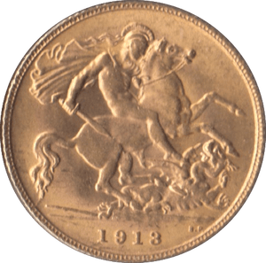 1913 GOLD HALF SOVEREIGN ( AUNC ) - Half Sovereign - Cambridgeshire Coins
