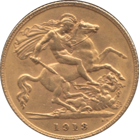 1913 GOLD HALF SOVEREIGN ( AUNC ) - HALF SOVEREIGN - Cambridgeshire Coins