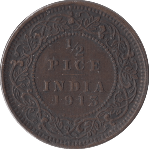 1913 HALF PICE INDIA - WORLD COINS - Cambridgeshire Coins