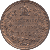 1913 ONE THIRD FARTHING ( AUNC ) - ONE THIRD FARTHING - Cambridgeshire Coins