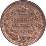1913 ONE THIRD FARTHING ( BU ) - ONE THIRD FARTHING - Cambridgeshire Coins