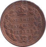 1913 ONE THIRD FARTHING ( EF ) - ONE THIRD FARTHING - Cambridgeshire Coins