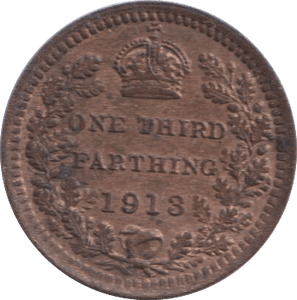 1913 ONE THIRD FARTHING ( FINE ) - ONE THIRD FARTHING - Cambridgeshire Coins