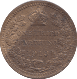 1913 ONE THIRD FARTHING ( GVF ) - ONE THIRD FARTHING - Cambridgeshire Coins