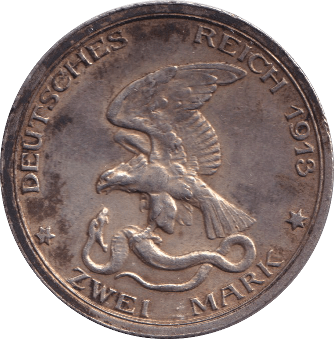 1913 SILVER 2 MARK GERMANY - SILVER WORLD COINS - Cambridgeshire Coins