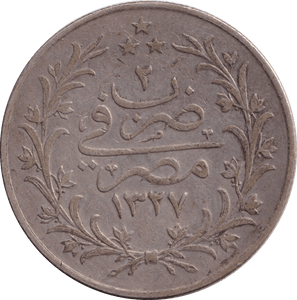 1913 SILVER 20 QIRSH EGYPT - SILVER WORLD COINS - Cambridgeshire Coins