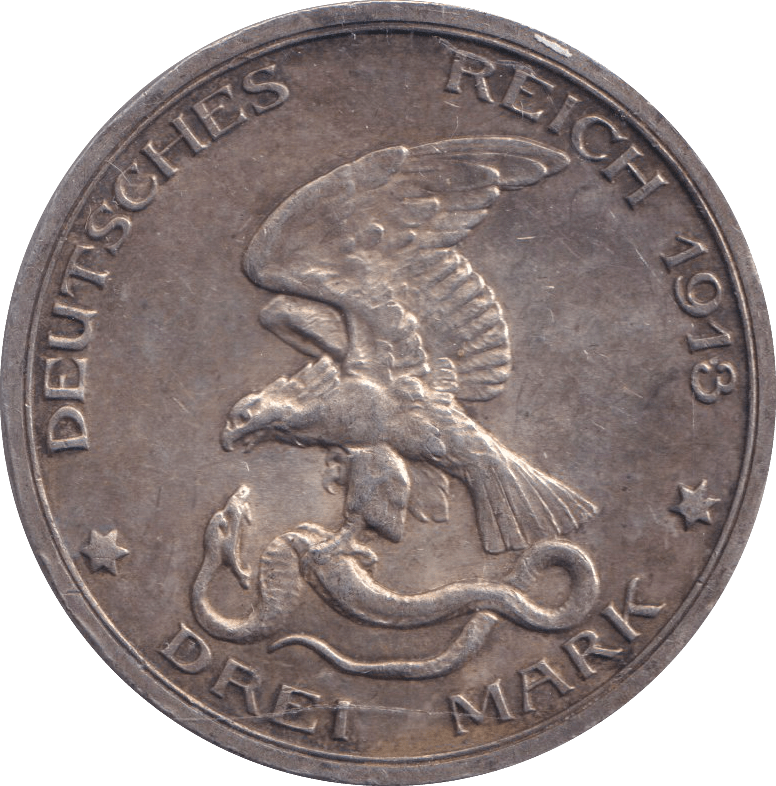 1913 SILVER 3 MARK GERMANY - SILVER WORLD COINS - Cambridgeshire Coins