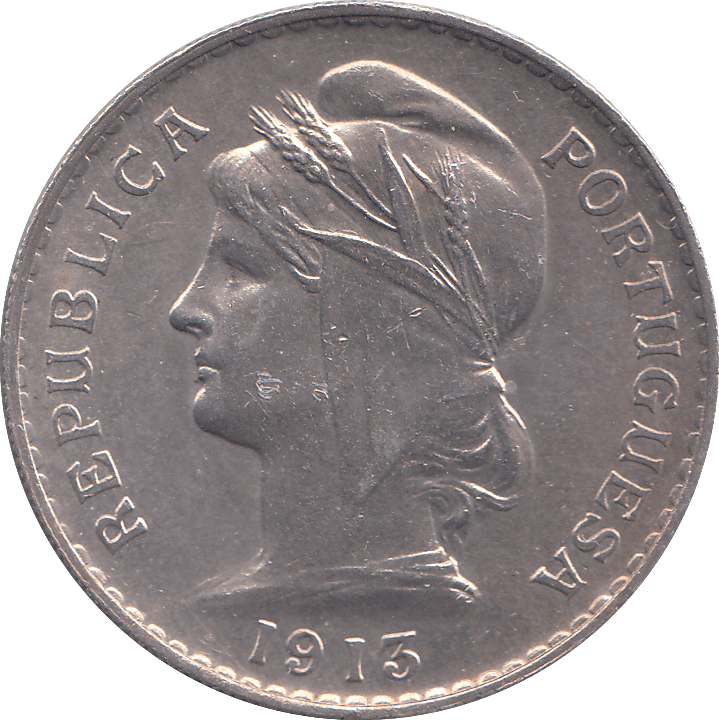 1913 SILVER 50 CENTAVOS PORTUGAL - SILVER WORLD COINS - Cambridgeshire Coins