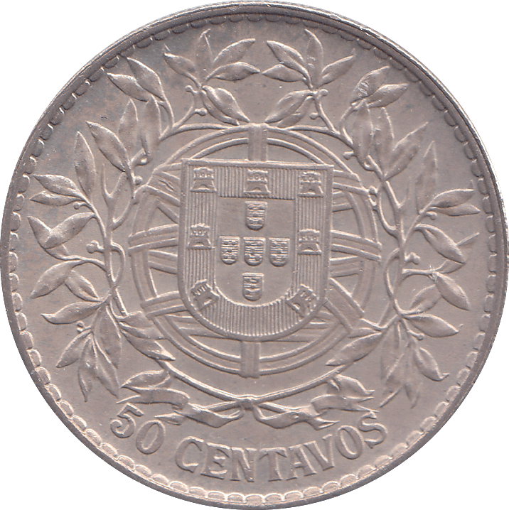 1913 SILVER 50 CENTAVOS PORTUGAL - SILVER WORLD COINS - Cambridgeshire Coins