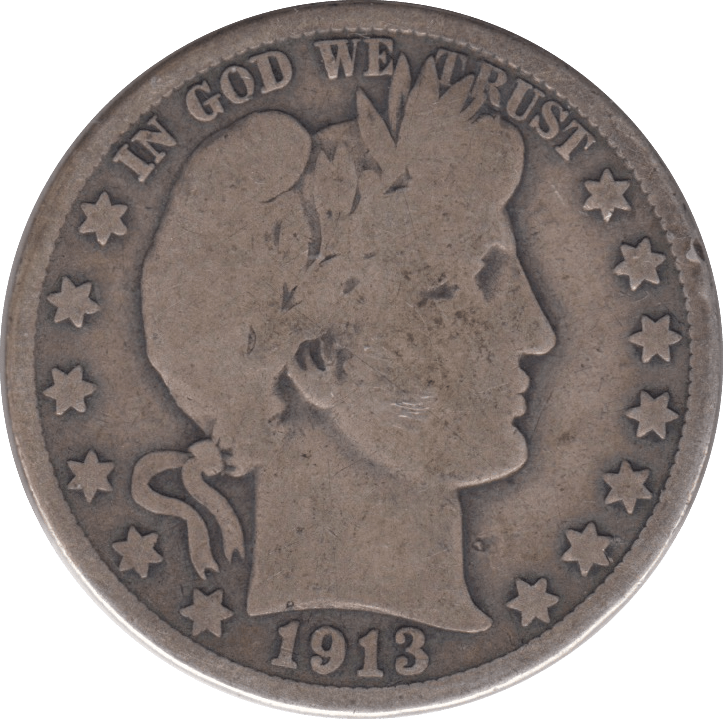 1913 SILVER HALF DOLLAR USA - SILVER WORLD COINS - Cambridgeshire Coins