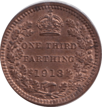 1913 THIRD FARTHING ( AUNC ) - ONE THIRD FARTHING - Cambridgeshire Coins