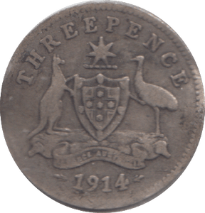 1914 AUSTRALIA THREEPENCE - SILVER WORLD COINS - Cambridgeshire Coins