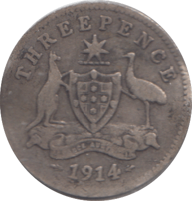 1914 AUSTRALIA THREEPENCE - SILVER WORLD COINS - Cambridgeshire Coins