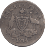 1914 AUSTRALIA THREEPENCE - SILVER WORLD COINS - Cambridgeshire Coins