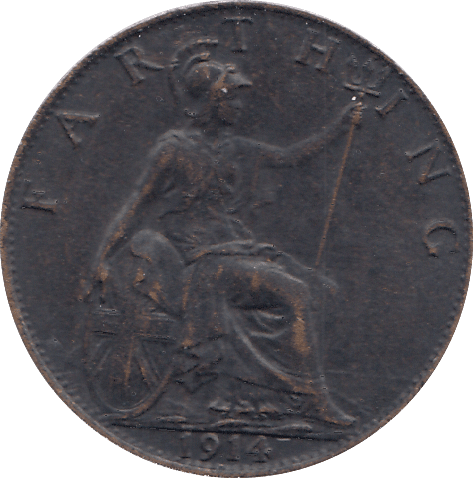 1914 FARTHING ( GVF ) - FARTHING - Cambridgeshire Coins