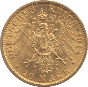 1914 GOLD 20 MARK GERMANY - Gold World Coins - Cambridgeshire Coins