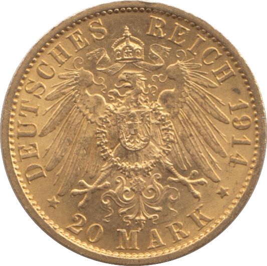 1914 GOLD 20 MARK GERMANY - Gold World Coins - Cambridgeshire Coins