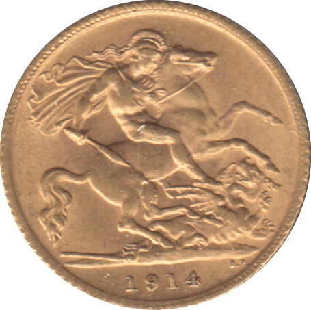 1914 GOLD HALF SOVEREIGN ( AUNC ) - HALF SOVEREIGN - Cambridgeshire Coins