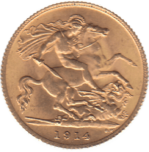 1914 GOLD HALF SOVEREIGN ( AUNC ) - Half Sovereign - Cambridgeshire Coins