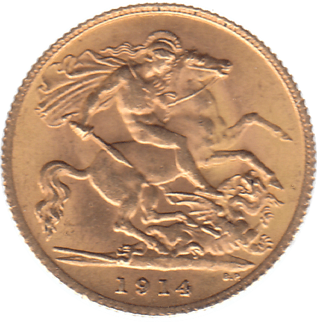 1914 GOLD HALF SOVEREIGN ( AUNC ) - Half Sovereign - Cambridgeshire Coins