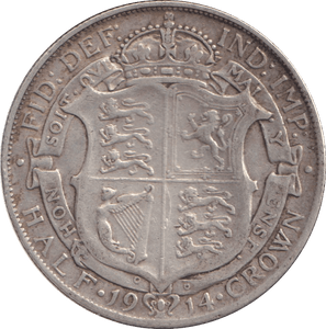 1914 HALF CROWN ( VF ) - HALF FARTHING - Cambridgeshire Coins