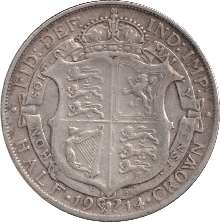 1914 HALF CROWN ( VF ) - HALF FARTHING - Cambridgeshire Coins